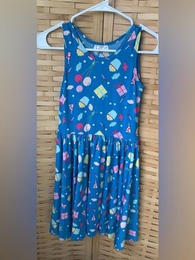 Dot dot Smile girls 8/10 Blue Party Print Sleeveless Knit Dress